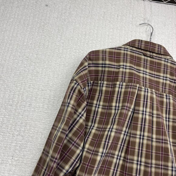 Khakis By Arrow Preppy Oxford Button Down Thick Shirt Men Size 2XL Brown Plaid - Picture 13 of 14